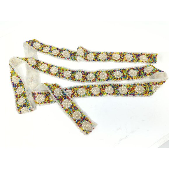 Vintage Multicolor Beaded Lace Trim 1.5" X 6Ft Design Sewing craft - Picture 5 of 9